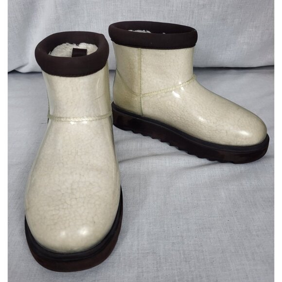 UGG Shoes - Koolaburra by UGG Ankle Boots Women Clear Waterproof Faux Fur Size 8 Brown Trim